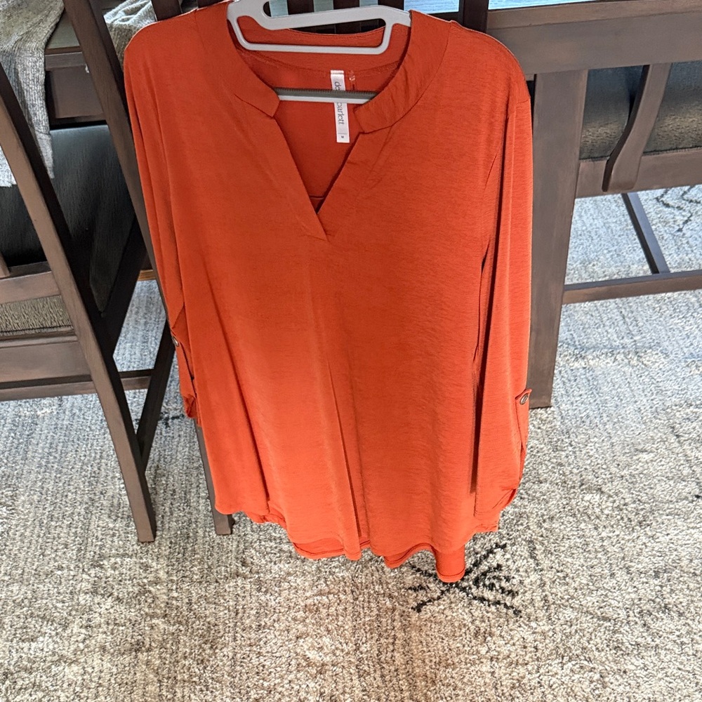 Elegant Orange V-Neck Tunic for Women